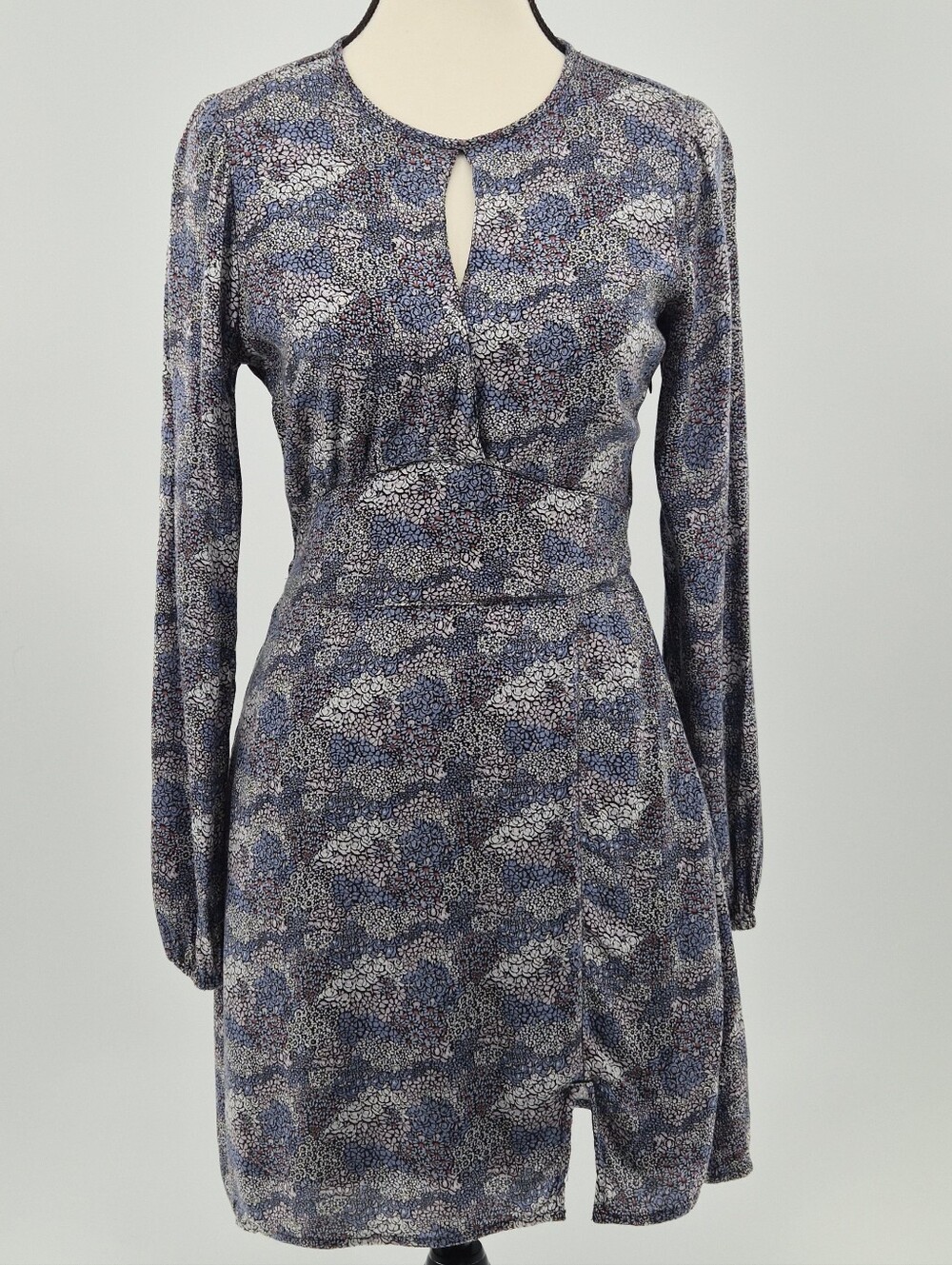 Abercrombie‎ Floral Mini Dress XS Cottagecore Boho Keyhole Long Sleeve Romantic